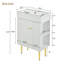 Meuble-lavabo blanc 21,6 po, armoire combinée, meuble de rangement pour salle de bain, lavabo simple en céramique, rangement sur le côté droit-1228395263