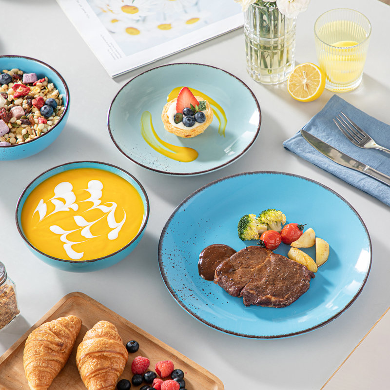  Stoneware Dinnerware  - , Blue/Light Blue/Green