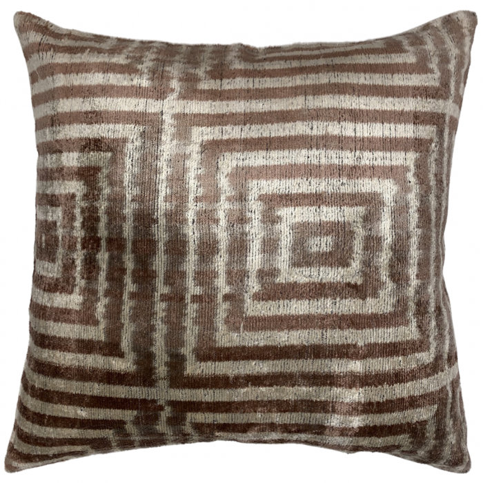 Velvet Silk Throw Pillow, Brown/Beige