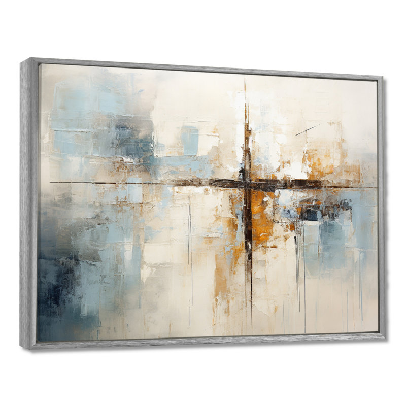 «Minimalisme Christianity Cross Dream I», art mural, H 24 po x l 32 po, Reproduction avec cadre flottant, Argent argent