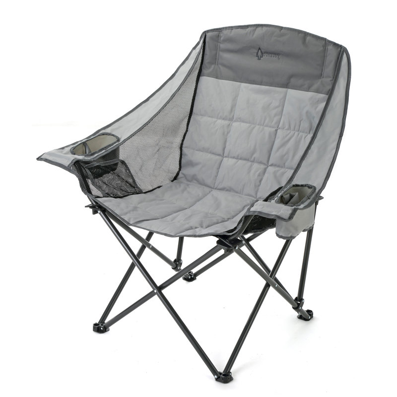 Oversized Folding Camp Chair with Duo Cup Holder, Gray