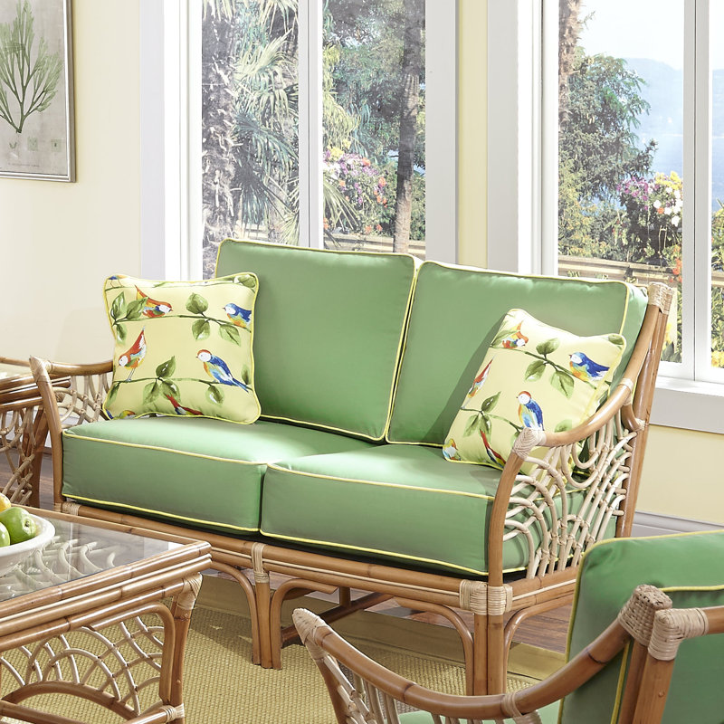 Rainey Upholstered 56.5'' Loveseat, Hickory Lemon 100% Polyester, Natural