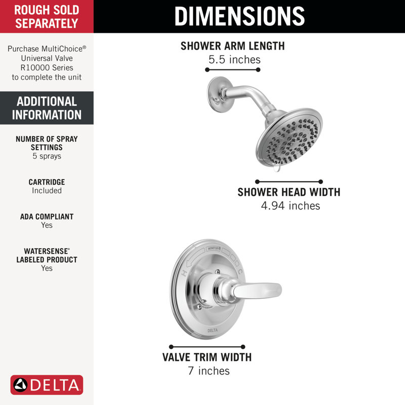 Garniture de douche moniteur 13 Series, Chrome chrome