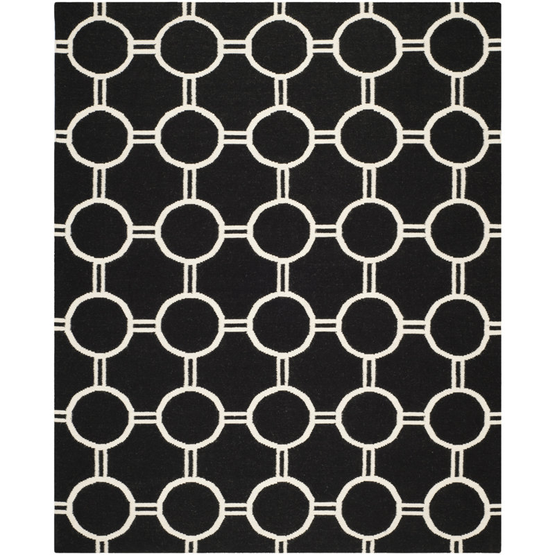 Tapis géométrique en laine / coton tissé à la main Rodgers, Rectangle 8 pi x 10 pi