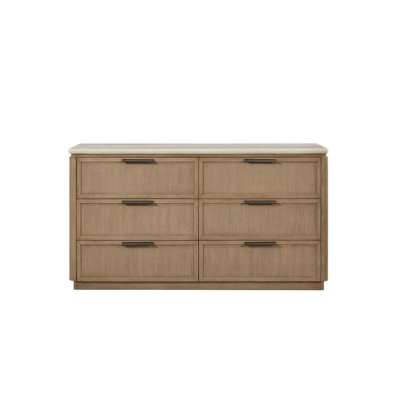 Commode rustique en bois avec façades de tiroirs en corde uniques, parfaite pour ajouter une touche de nature à votre décor.