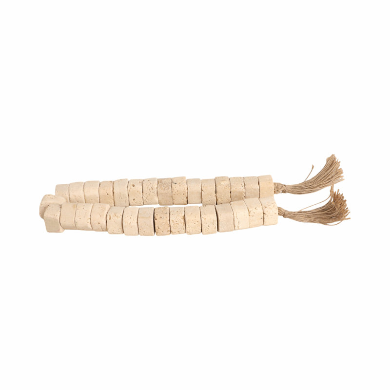 Beads Stone and Jute Woven Tassel Accent Decorative Strand for Home Office Bedroom Living Room - 1" Tan