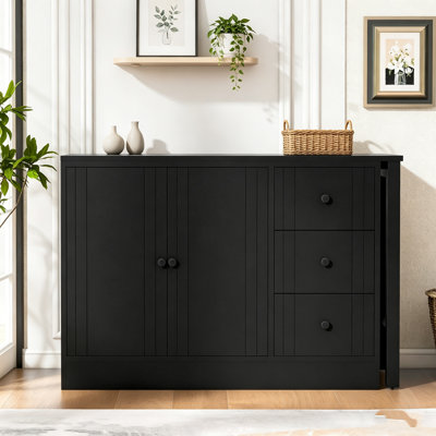 89.7'' Wooden Extendable Sideboard With 2 Doors & 3 Drawers, Multifunctional Storage Cabinet