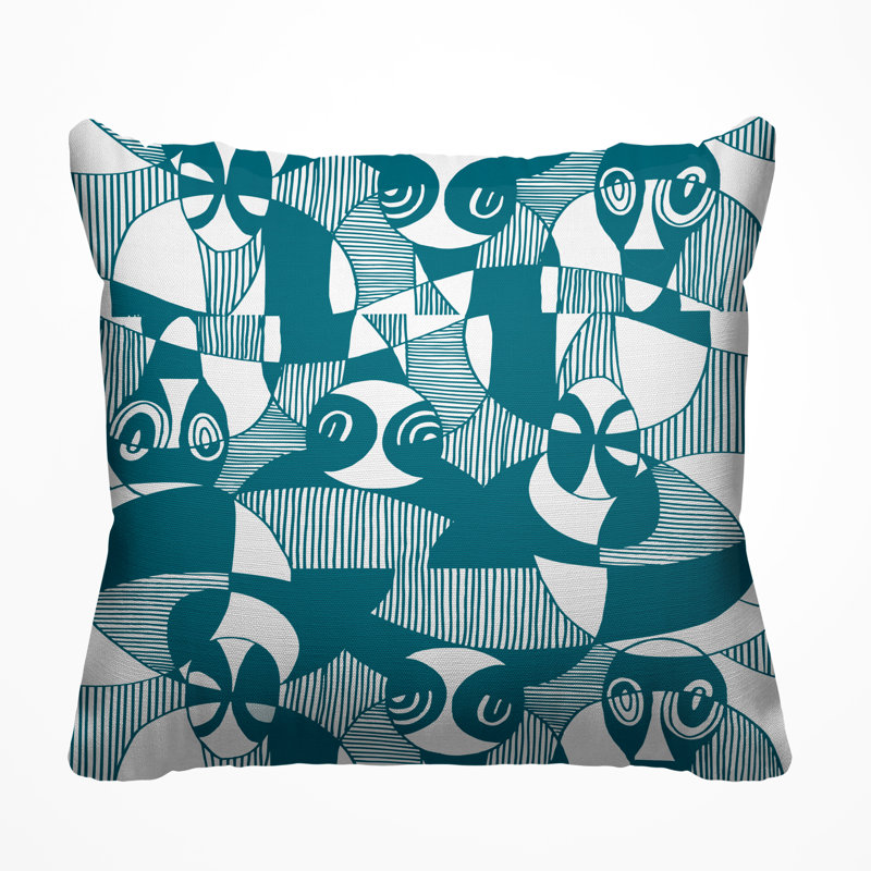 Olowo Abstract Outdoor Reversible Throw Pillow, 19W" x 19H", Turquoise