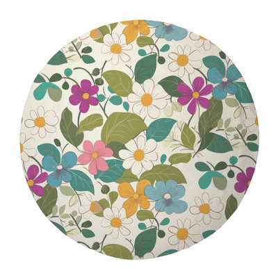 Spring Floral Daisy Braided Rug
