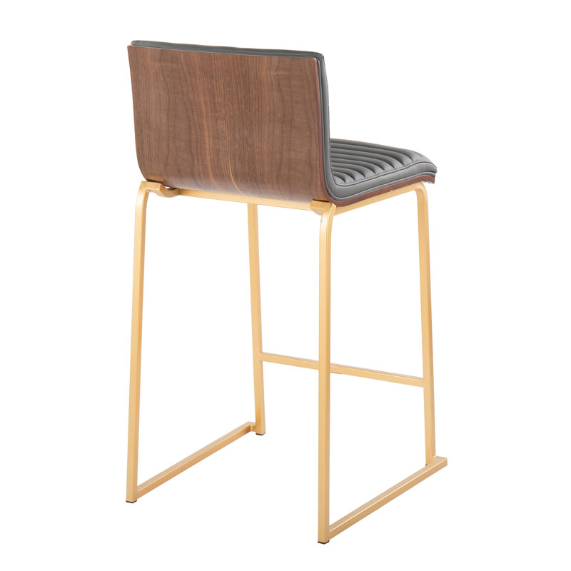 Tabouret de comptoir contemporain, Siège gris / cadre doré