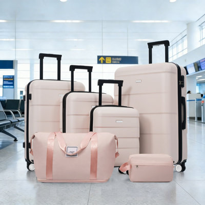6 Piece Hardshell Luggage Set with 2 Bags Lightweight Suitcase with Password Lock Double Spinner Wheels 16 20 24 28 Inch