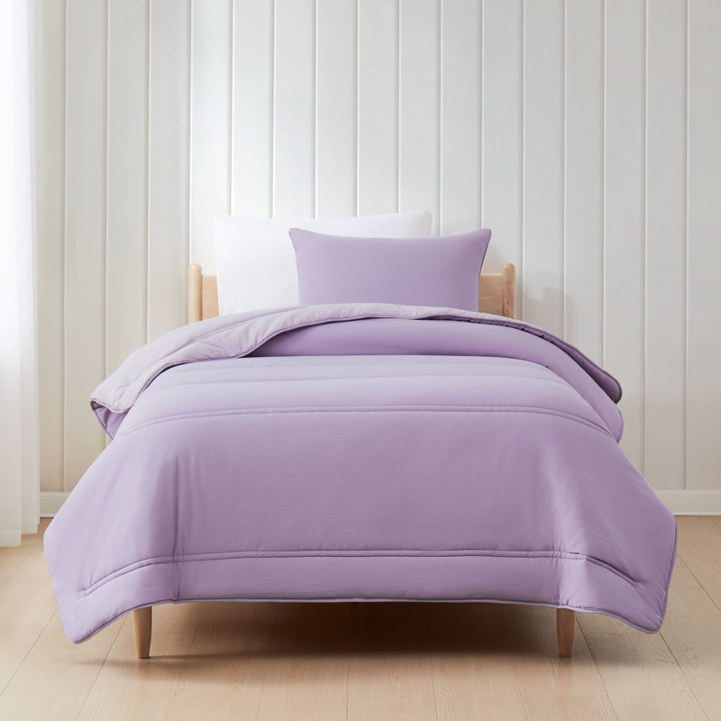 Oslo Soft Reversible Quilted Comforter Set, Twin XL Comforter + 1 Standard Sham, Purple