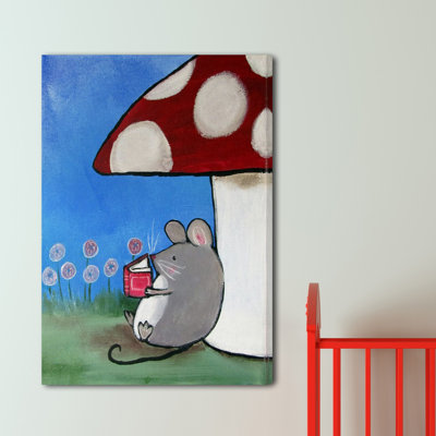 'Book Mouse' Print on Wrapped Canvas
