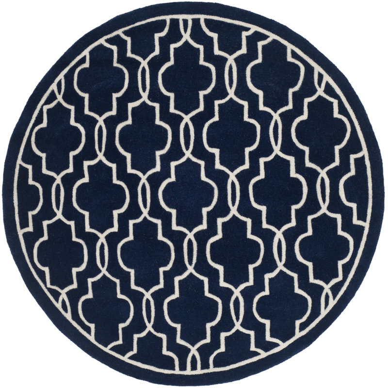 Carolene Hand Tufted Wool Geometric Rug, Round 5'