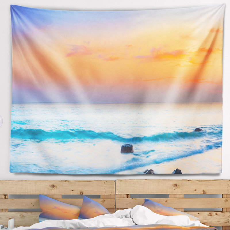 Photographie orange sunset panorama tapisserie, H 32 po x l 39 po