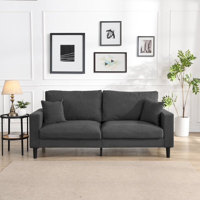 Canapé confortable 74 po 3 places - Éponge haute densité, 2 coussins et structure durable, H 34,6 po x l 65 po x P 30,7 po, 3