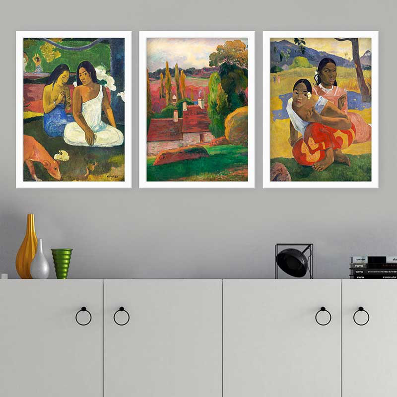 Superbe ensemble de peintures décoratives encadrées (3 pièces) de 21,7 po x 29,5 po chacune | Cadre 100% bois avec polystyrène de 0,8 pouce | Impression numérique UV | Parfait pour la décoration murale de salon, de bureau et de galerie