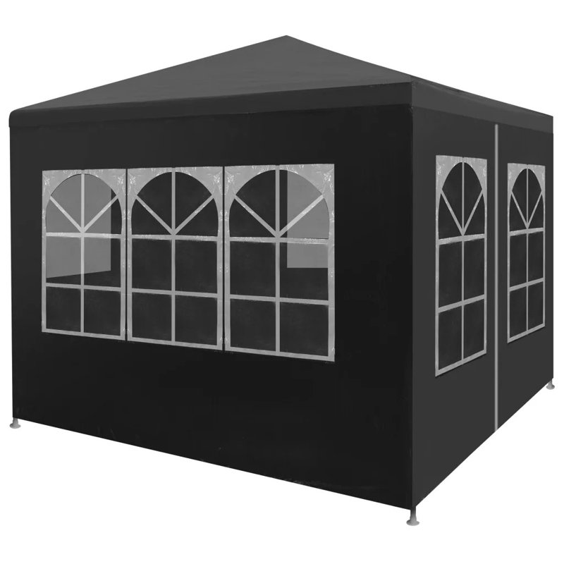 vidaXL Party Tent Anthracite Polyethylene and Steel 10 ft x 10 ft, Anthracite, 9.8' x 9.8'