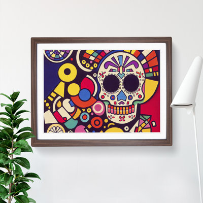 Entrancing Floral Sugar Skull Abstract 1 Piece Single Picture Frame Painting