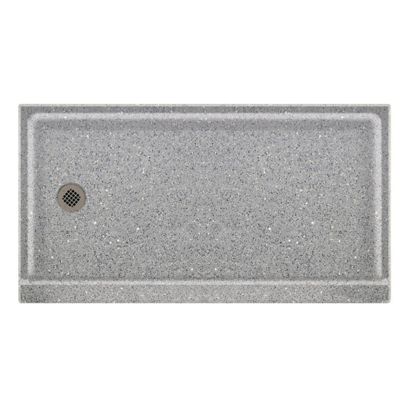 32'' W 60'' D Rectangular Single Shower Base, Left-Hand, Mountain Haze