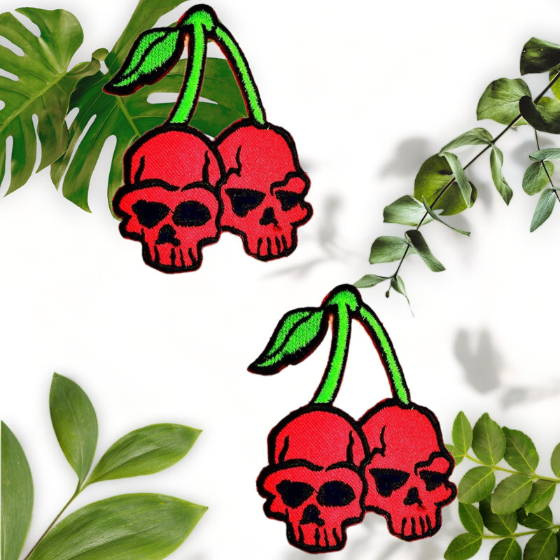 Cherry Skull Iron-On Patch Set (3 inches)