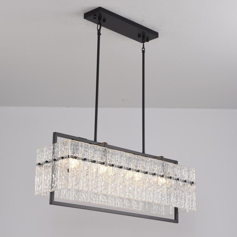 Modern Rectangle Black Crystal Chandeliers