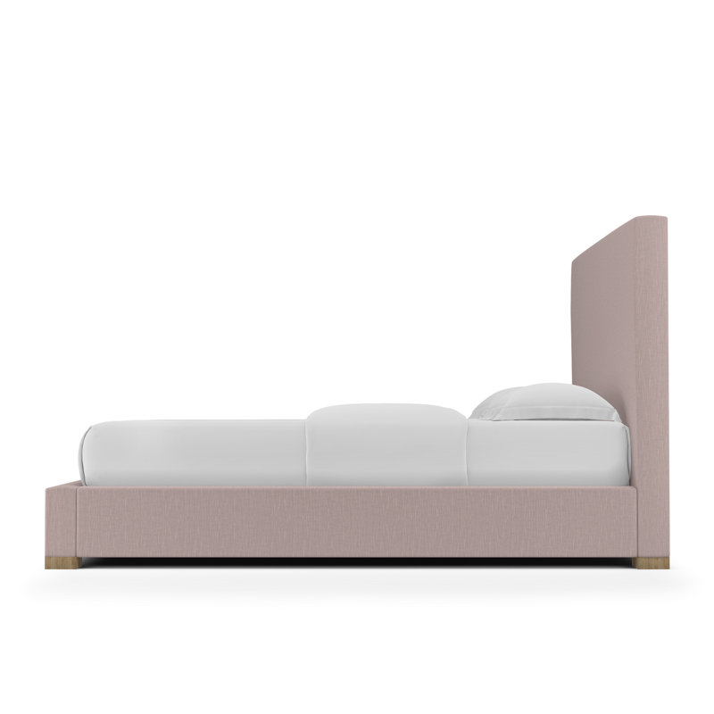 Sloan Upholstered Bed, Queen, Box Weave Linen Blush, Weathered