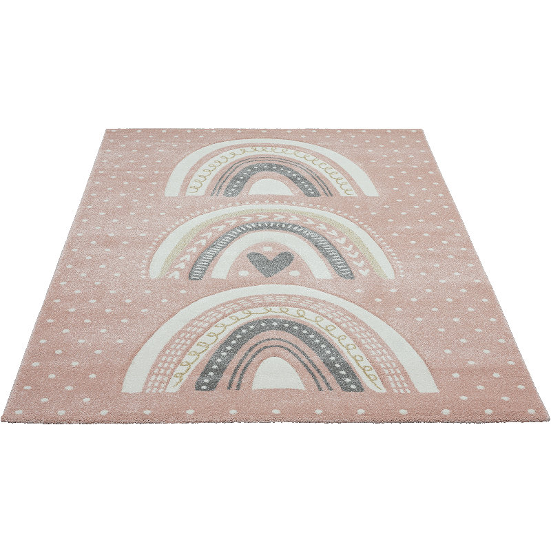Viraj Pastel Kids Light Pink/White/Black Rug, Rectangle 160 x 230cm