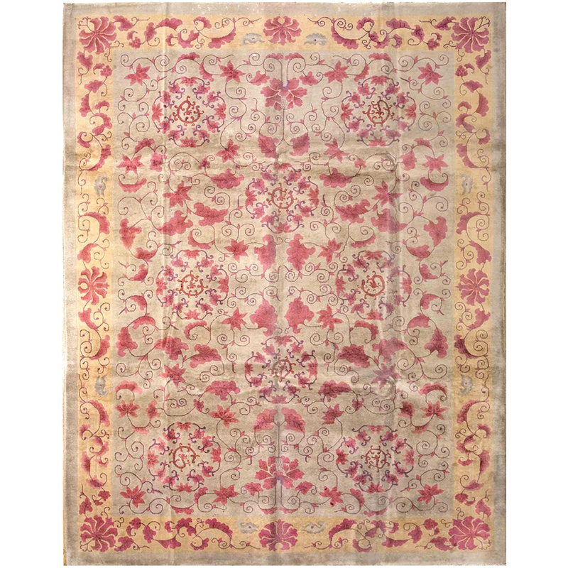 Rectangle 1930s Knotted Antique Chinese Room Size Wool - Art Deco Rug