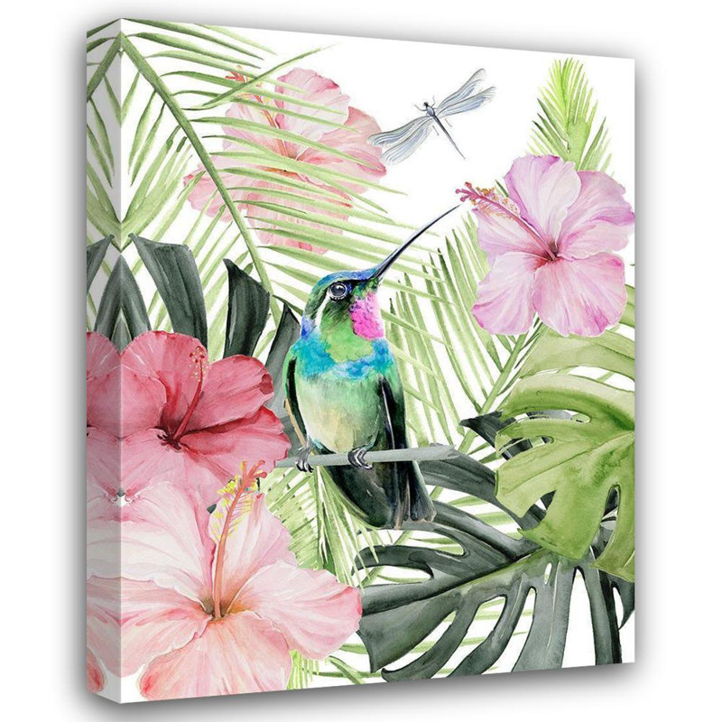 «Bay Hibiscus and Hummingbird II» par Bay Isle Home ™, reproduction d'art sur toile tendue par Parker Paxton Gallery