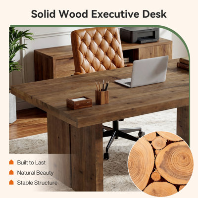 63-inch Solid Wood Executive Desk