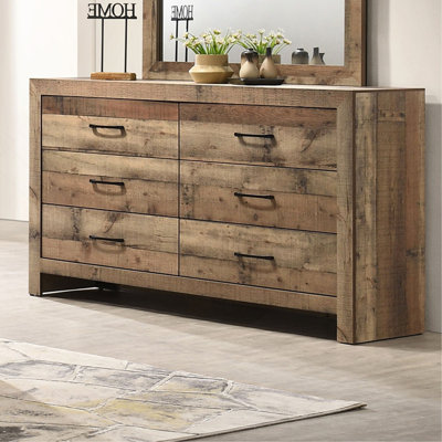 Ensemble de meubles de chambre à coucher en bois avec commode à six tiroirs 1 pièce Rustic