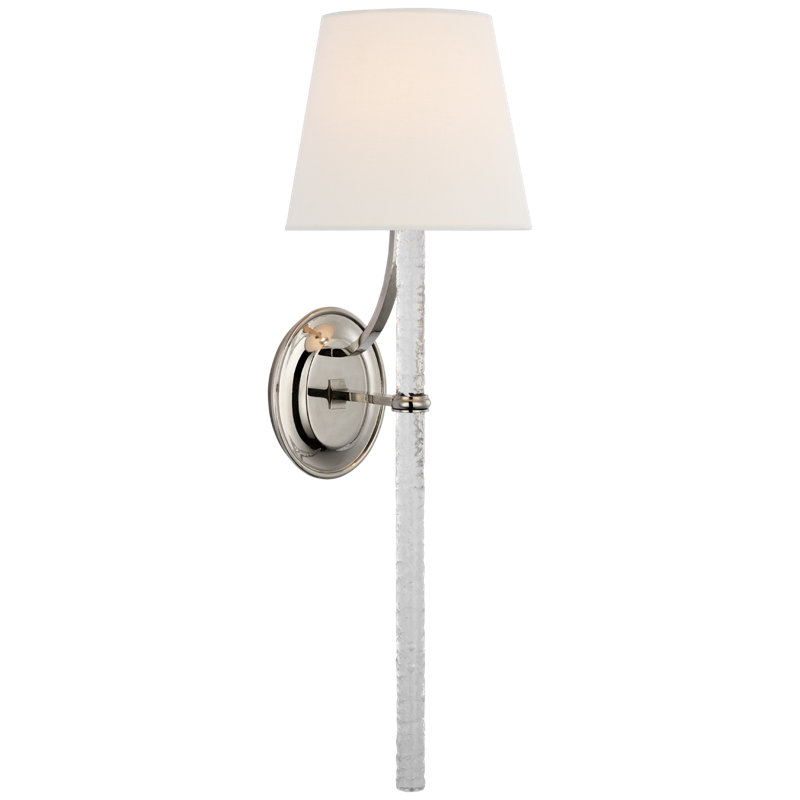 Abigail 1 - Light Armed Sconce, Polished Nickel/Clear Wavy Glass