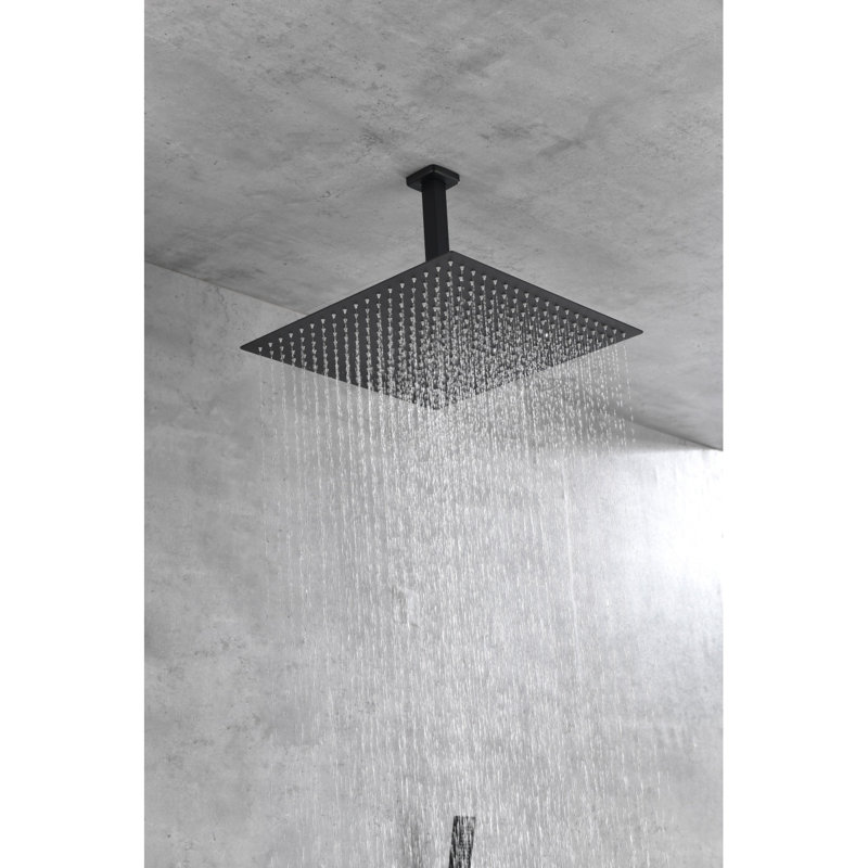 Pomme de douche carrée 16 pouces en acier inoxydable 304, Noir mat