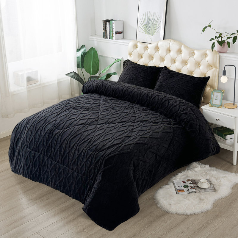 Knitted-Borrego2023-09 Throw Blanket, King, Black