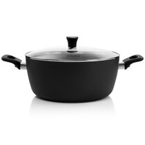 swiflon dutch oven pot with lid 6.8-qt cast aluminum nonstick casserole,  lightweight cookware braiser pot suitable for meats