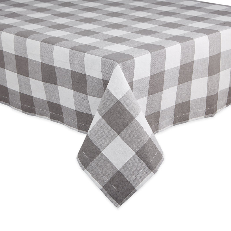 Wolsingham Gingham 100% Cotton Square Tablecloth, 104" L x 60" W, Gray