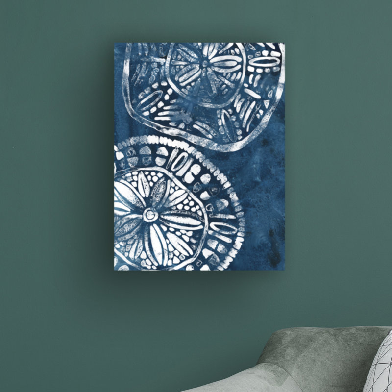 Sea Batik IV Blue and White Canvas Art Print