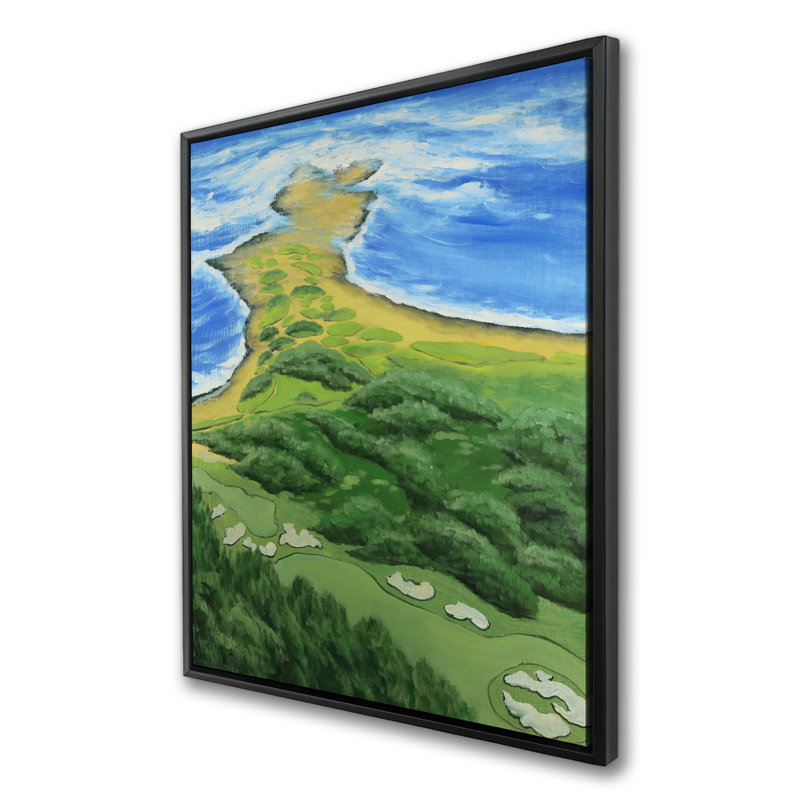 Golf Course on the Coast - Framed Canvas Home Decor Art