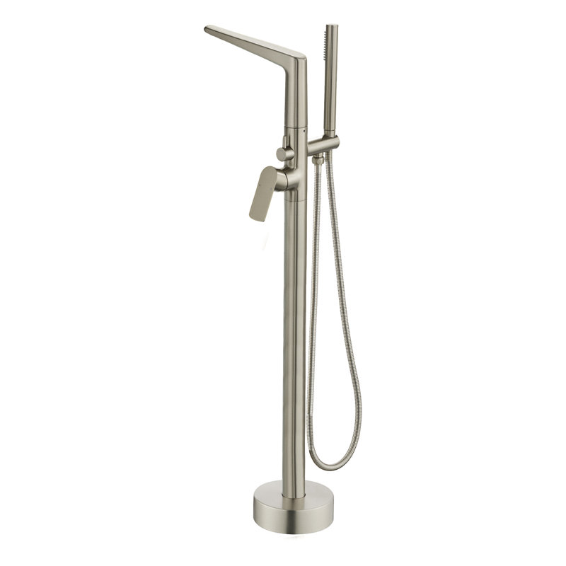 Topcraft Freestanding Bathtub Filler With Handheld Showerhead, Brushed Nickel