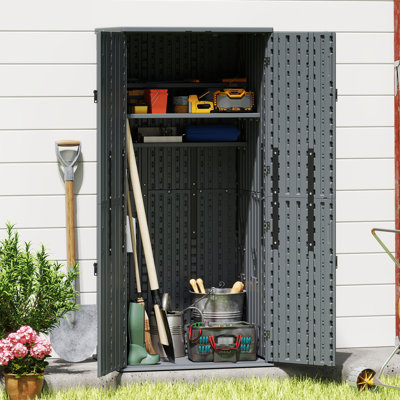 EHHLY 31Wx23Lx66H Resin Storage Shed, Lockable Weatherproof Cabinet