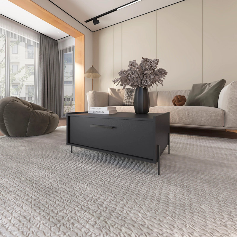 Coffee Table With Flip-Down Door, Black
