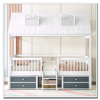 Structure de lit double en bois