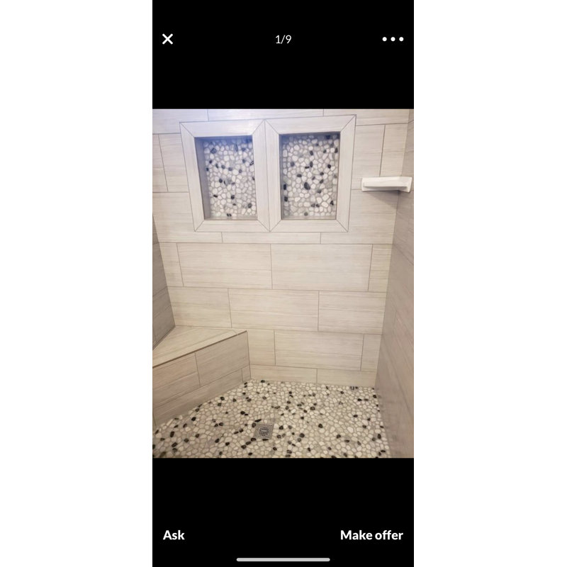Orion Flat Crystal White Black Grey Pebble Mosaic 12" x 12"  Wall & Floor Tile