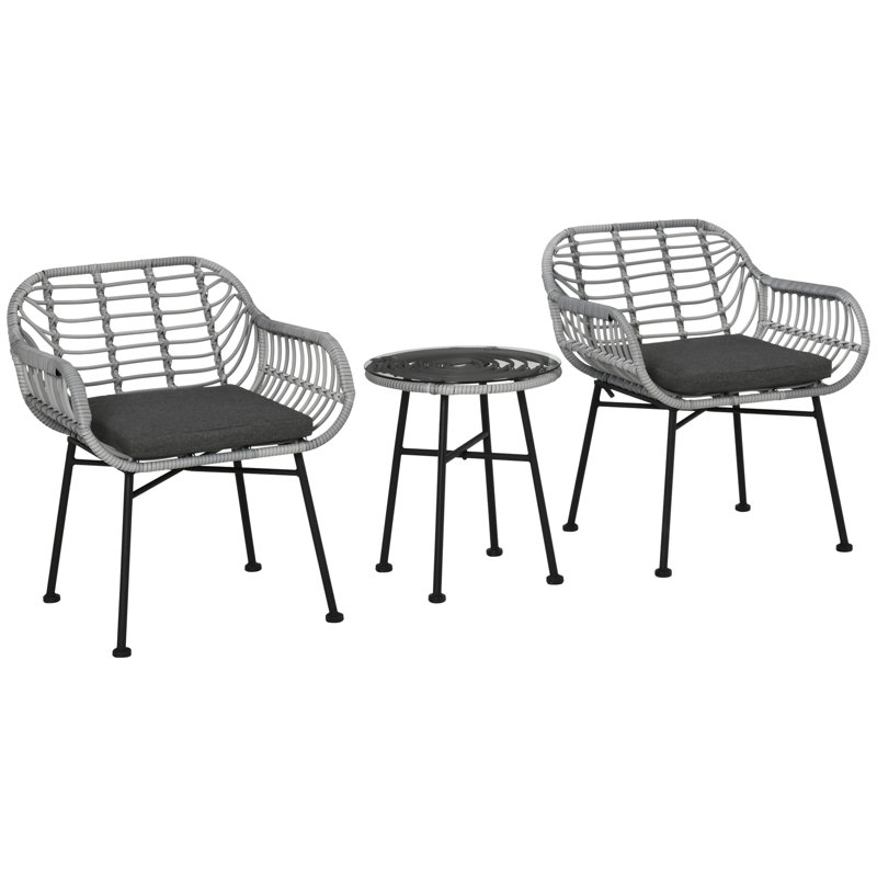 Grovene 2 - Person Patio Conversation Set with Cushions, Gray