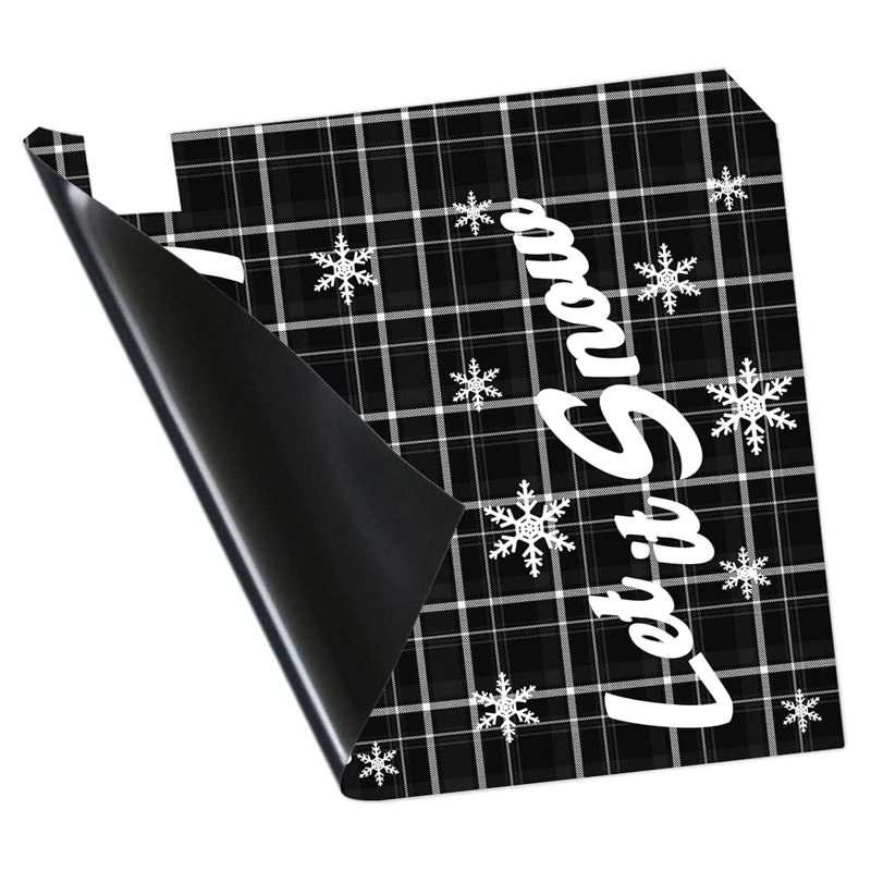 Couvercle de boîte aux lettres de Noël, H 5 po x l 18 po, Noir / blanc