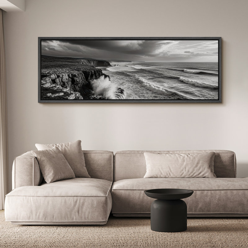 Grande impression sur toile encadrée, impression de paysage océanique de plage pour décoration côtière, H 20 po x l 60 po