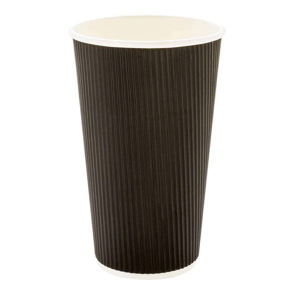 Restaurantware 20 Oz Black Paper Coffee Cup - Ripple Wall - 3 1/2" X 3 ...