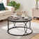 Modern Black Table Set, Round Coffee Table, Nesting Table Set Of 2, Console Table