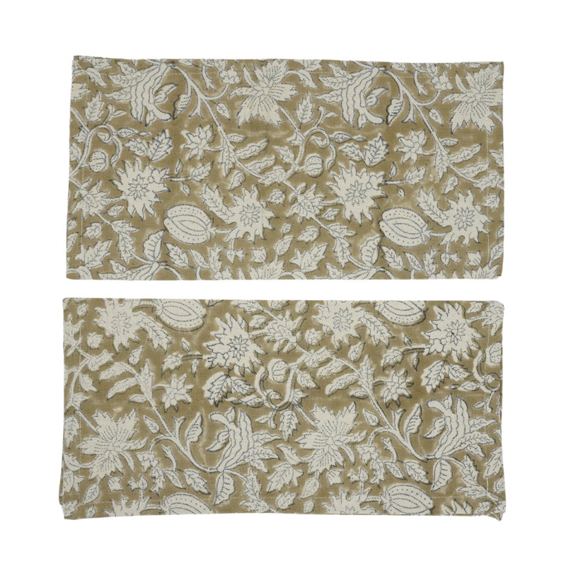Fabdivine 18X18 Inch Block Print Table Napkin – Perfect for Formal and Casual Dining, Manikarnika, Light brown